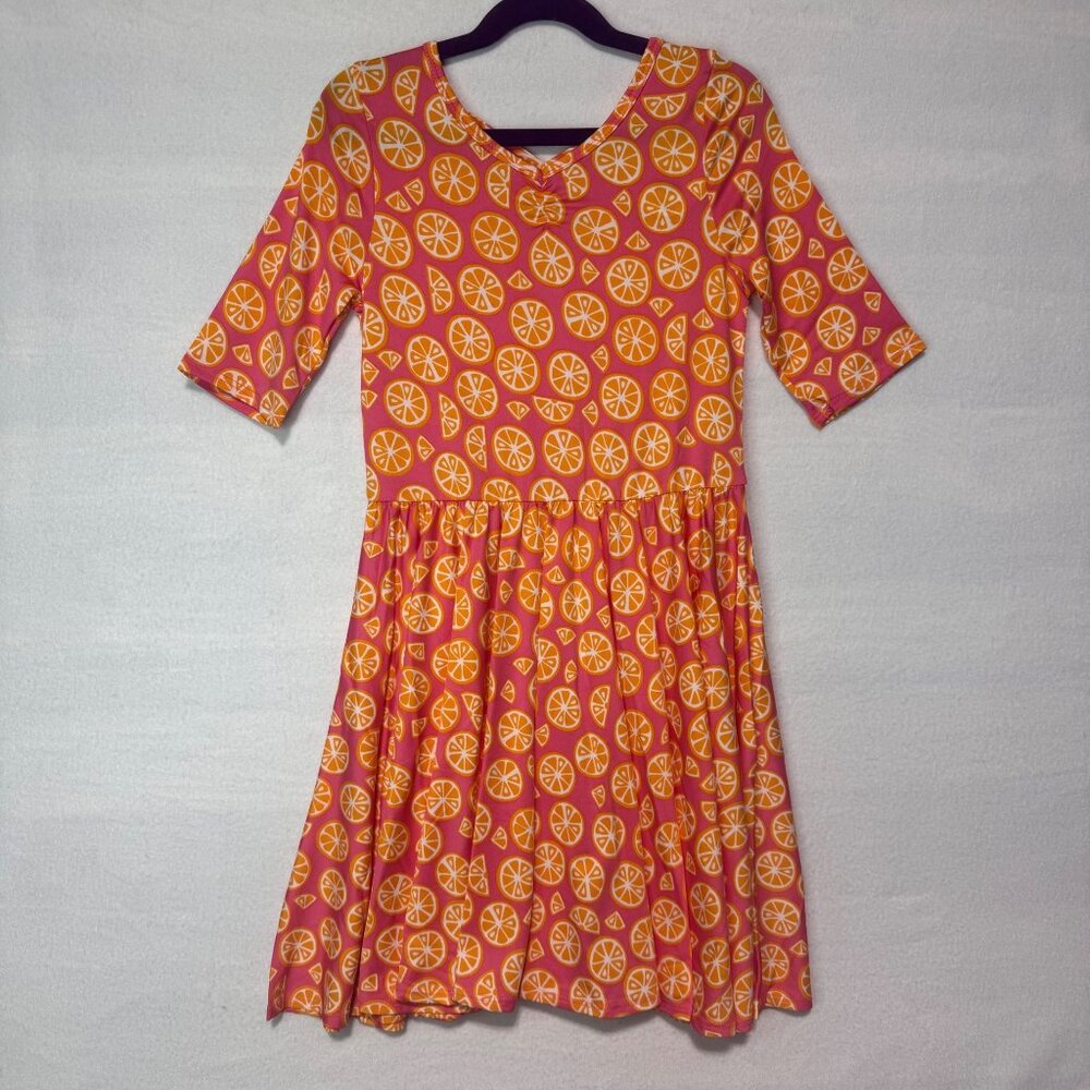 Dotdotsmile Dress Size 8/10 Pink with Oranges Print New With Tags